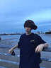 魯雅爾美式復古純棉短袖t恤男夏季cleanfit潮牌半截袖情侶ins潮流體恤衫 藏青色 XL 曬單實(shí)拍圖