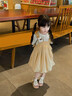 G.DUCKKIDS小黃鴨女童夏季連衣裙套裝2025新款夏裝小女孩短袖背帶裙兩件套 淺咖色送小兔掛件 120 (建議105-115cm 4-5.2周歲) 曬單實(shí)拍圖