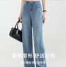 夢舒雅格雷灰色萊賽爾天絲牛仔褲商場同款高腰直筒褲夏薄百搭窄版闊腿褲 曬單實拍圖