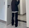 至濤cleanfit美式微喇黑色牛仔褲男夏季修身直筒休閑褲子闊腿彈力長褲 黑色 【半松緊】 XL 曬單實拍圖