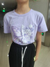 班納班納女童短袖t恤純棉夏季2025新款洋氣大童女孩童裝衣服兒童夏裝上衣 N彩蝶香芋紫+N櫻花冰白 160 曬單實拍圖