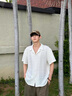OEMG 假兩件polo襯衫領(lǐng)短袖t恤男士夏季潮流牌痞帥重磅高級感體恤衣衫 白花灰 XL [建議110-130斤] 曬單實(shí)拍圖