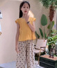 G.duck女童夏裝套裝2025新款休閑洋氣中大兒童小飛袖七分闊腿褲兩件套潮 黃色圓點(diǎn)套裝 150 cm 曬單實(shí)拍圖