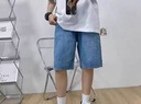 Lee dprre五分休閑工裝牛仔短褲男士夏季薄款半截中褲男褲子加肥加大碼胖子 復(fù)古藍 M 曬單實拍圖