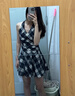 斤慕復(fù)古格子連衣裙女2025夏季新款女裝修身顯瘦法式掛脖露肩裙子 復(fù)古格子 L 建議108-118斤 曬單實(shí)拍圖