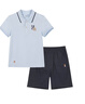 暇步士（Hush Puppies）童裝男童速干套裝大童學(xué)院風(fēng)短袖POLO衫兒童短褲 冰晶藍  160  曬單實拍圖