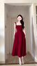 GARNUO紅色吊帶連衣裙女夏法式赫本風(fēng)訂婚禮服敬酒服紅裙子收腰顯瘦長(cháng)裙 紅色 S 【101-110斤】 曬單實(shí)拍圖
