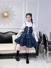 WVD女童抱嬰袋蛋糕裙牛仔裙2025春秋新款女大童夏裝洋裝 藍(lán)色 150 cm 曬單實(shí)拍圖
