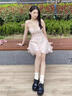 玲玖新款溫柔粉色碎花吊帶短裙子夏季甜美法式收腰連衣裙女小個子 粉色吊帶裙 現(xiàn)貨 S 曬單實拍圖