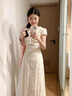 妙奕嘉連衣裙女夏季碎花法式小個子度假風(fēng)海邊沙灘裙氣質(zhì)純欲小裙子長裙 V領(lǐng)短袖碎花連衣裙 M 曬單實(shí)拍圖
