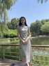 初蟬衣事「碧玉」新中式國風(fēng)改良旗袍女2025夏新款水滴立領(lǐng)收腰提花連衣裙 碧玉 S （現貨） 曬單實(shí)拍圖