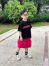 mlgt kids童裝兒童夏季套裝2025新款痞帥男童短袖T恤工裝短褲女童夏裝 黑色 套裝【短袖T恤+短褲】 100 曬單實(shí)拍圖