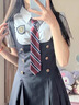 凡小如學院風連衣裙女夏季2025年新款假兩件jk制服大碼收腰顯瘦小個子裙 藍色（送領帶） M 【建議80-95斤】 曬單實拍圖