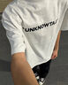 UNKNOWTAL夏季重磅純棉寬松百搭t恤印花字母logo美式復(fù)古短袖上衣 男女同款 雪花灰 S 曬單實(shí)拍圖