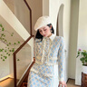 歌芭杉（GEBASHAN）品牌女裝小香風(fēng)復(fù)古名媛氣質(zhì)連衣裙時(shí)尚重工花邊小上衣短裙兩件套 圖片色 S 曬單實(shí)拍圖