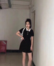 衣然呈品Polo領(lǐng)連衣裙女夏季顯瘦正肩polo裙小個子茶歇奶甜收腰甜酷裙子女 黑色 M 【建議95-110斤】 曬單實拍圖
