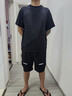 羅蒙（ROMON）夏季透氣網(wǎng)孔速干牛奶絲反光條圓領(lǐng)半袖高彈力吸汗短袖t恤男短褲 黑色上衣 XL 曬單實(shí)拍圖