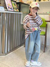 G.DUCKKIDS童裝女童褲子春秋季2025新款韓版兒童牛仔褲洋氣時(shí)髦小女孩喇叭褲 貓咪牛仔褲 120 （建議身高110cm  6-7歲）cm 曬單實(shí)拍圖