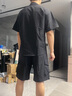 大嘴猴（paul frank）泡泡紗襯衫短褲兩件套男士夏季薄款休閑運(yùn)動(dòng)涼感冰絲上衣褲子服裝 黑色 【夏季薄款】 XL 【建議130-145斤】 曬單實(shí)拍圖