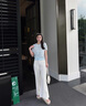 朵以（Duoyi）2025夏季新款清新減齡甜美花朵條紋毛針織衫圓領(lǐng)正肩短袖上衣 月光藍(lán) M 曬單實(shí)拍圖