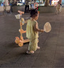 兒童滑板車2-6-10歲男女寶寶三合一可坐滑滑小孩平衡車溜溜車滑行 夢幻粉悍馬輪+推把護欄+座椅音樂 曬單實拍圖