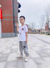 男童短袖純棉t恤夏季2025新款中大童洋氣時(shí)髦炸街男孩夏裝半袖潮 U340【白色】 150 曬單實(shí)拍圖