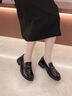 伯德小姐黑色厚底樂(lè )福鞋女小個(gè)子通勤穿搭正裝職業(yè)鞋公考面試皮鞋 NX003 黑色 36 曬單實(shí)拍圖