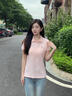 NAOTIEA納奧蒂爾小帆船純棉POLO領(lǐng)T恤女2025夏新款簡約顯瘦大碼短袖上衣 粉色 S 【建議80-90斤】 曬單實(shí)拍圖