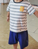 巴帝巴帝夏季純棉男童套裝嬰幼兒寶寶短袖t恤短褲運(yùn)動(dòng)休閑裝 方塊條紋 120 曬單實(shí)拍圖