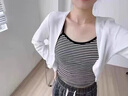 SNYDER WEAR白色短款原紗防曬針織開衫女薄款夏季吊帶裙外搭薄紗空調(diào)外套女裝 白色 S (建議80-95斤) 曬單實(shí)拍圖