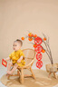 G.DUCKKIDS小黃鴨周歲禮服男女寶寶抓周服嬰兒百天滿(mǎn)月唐裝套裝兒童演出服 金色 80 尺碼6-12月【75-85cm】 曬單實(shí)拍圖