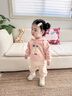 幼歌（YOUGE）嬰幼兒寬松立體小耳朵連帽衛(wèi)衣休閑束腳褲卡通運(yùn)動(dòng)套裝 粉色（衛(wèi)衣） 80 cm 曬單實(shí)拍圖