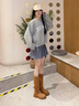 卓詩尼厚底長筒靴女夏薄透氣2025新款秋美拉德西部牛仔靴旅游休閑長靴子 咖啡色【單里四季款4.5cm厚底】 37 曬單實拍圖