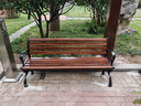 特司悠現(xiàn)代公園椅戶外長椅室外鑄鋁休閑靠背鋁合金花園庭院長條椅子座椅 鐵藝木紋-有靠背-胡桃木色150cm 曬單實(shí)拍圖