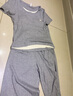 夏季莫代爾女士短袖長(cháng)褲修身款薄款帶胸墊柔軟家居服套裝 灰色2593 帶胸墊 M (160) 修身款 曬單實(shí)拍圖