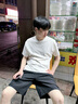 馬克華菲休閑短褲男士夏季薄款透氣涼感中褲新款寬松直筒冰絲五分褲子男褲 曬單實(shí)拍圖