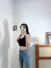 潤(rùn)微背背挺矯姿內(nèi)衣女提拉有型塑型美背文胸可調(diào)節(jié)魔術(shù)貼 子夜黑 M （75ABCDE） 曬單實(shí)拍圖