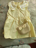 G.DUCK KIDS小黃鴨女寶寶夏季甜美公主裙嬰幼兒洋氣衣服小童背心裙小孩蛋糕裙 黃色 格子愛心裙送挎包 90 cm 曬單實拍圖