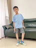 迪士尼（Disney）童裝男童夏裝套裝兒童衣服男孩夏季短袖短褲運動裝男孩速干衣夏款 藍色 150 建議11~12歲（140-150cm） 曬單實拍圖