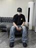 VUUG美式復(fù)古彎刀牛仔褲男款春秋季褲子痞帥闊腿休閑長褲 XL   藍(lán)色 曬單實(shí)拍圖