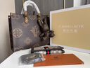 IT MANCLACYK輕奢真皮大氣手提包包女2025新款高級(jí)感大容量百搭單肩托特大包 大花黃配咖（AB面） 配禮盒套裝 曬單實(shí)拍圖