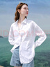 百圖betu女裝2025夏季新款襯衫通勤多色寬松薄款防曬外套女2505X19 白色 L 曬單實(shí)拍圖