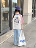 迪士尼（Disney）女童夏裝套裝2025新款休閑洋氣時(shí)髦大童夏季短袖T恤牛仔褲兩件套 上衣+褲子 160 （建議身高145-155CM） 曬單實(shí)拍圖