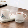 金鑲玉茶杯功夫茶具羊脂玉瓷對杯喝泡茶馬克杯家用送人高檔禮盒 雅素 曬單實拍圖