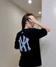 美職棒（MLB）官方旗艦 男女情侶裝短袖25夏季新款上衣后背仿牛仔老花半袖服T恤 紐約洋基隊(duì)0953/黑色 M 170/92A 曬單實(shí)拍圖