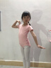 s.lemon兒童舞蹈服夏短袖芭蕾舞服體操服女童舞蹈練功服連體服藝術(shù)緊身衣 奶茶粉 150 曬單實(shí)拍圖