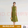 獨(dú)束微胖MM大碼女裝法式氣質(zhì)感高腰顯瘦A擺掛脖吊帶連衣裙 綠野仙蹤連衣裙 XL (尺碼：3) (尺碼：3) 曬單實(shí)拍圖