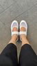 斯凱奇（Skechers）女鞋夏季瑪麗珍單鞋休閑鞋輕盈軟底透氣網(wǎng)面舒適運(yùn)動鞋117327 乳白色/OFWT 37 曬單實拍圖