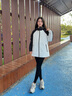 波司登（BOSIDENG）【疊變】沖鋒衣鵝絨服女短款防風(fēng)防水三合一外套B250331302 月光白/黑色|8050/8056|80MC L 170/92A 體重約120-130斤 曬單實(shí)拍圖