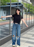 Calvin KleinJeans25春夏女美式復(fù)古ck純棉寬松慵懶松弛感破洞牛仔褲47B925G VSI-牛仔淺藍(lán) 27 曬單實(shí)拍圖